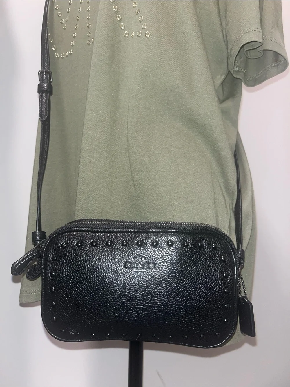 Coach Rivets Double Zip Pouch Crossbody
